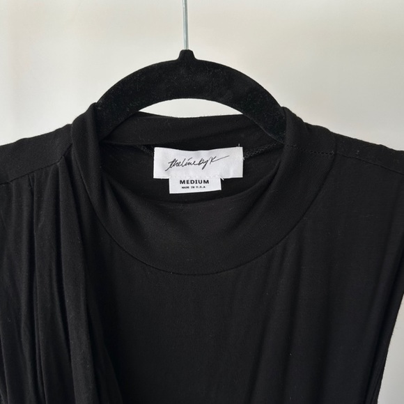 NWOT The Line by K Ayme Dress , Fully lined Ruched Mock Neck in Black Medium - Picture 3 of 4